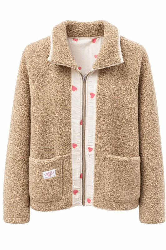 Kuschelige Wendejacke „Lovely Hearts“ cappuccino, Gr. 36-42