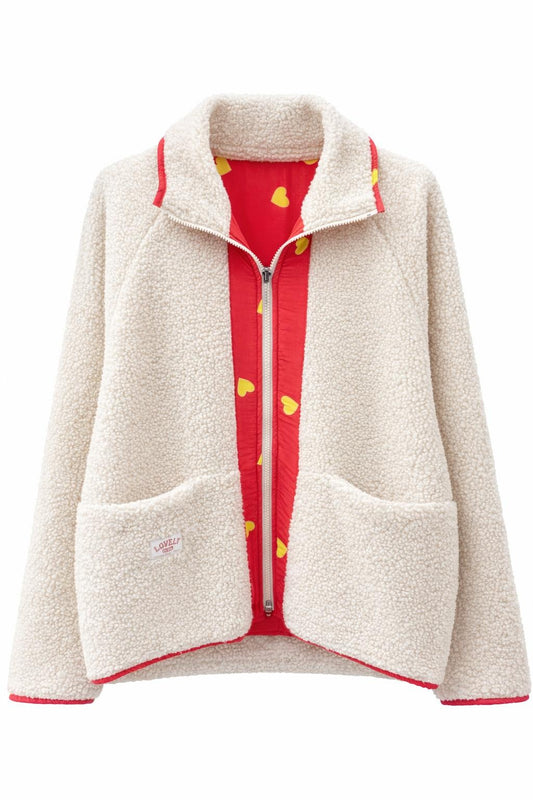 Kuschelige Wendejacke „Lovely Hearts“ creme , Gr. 36-42