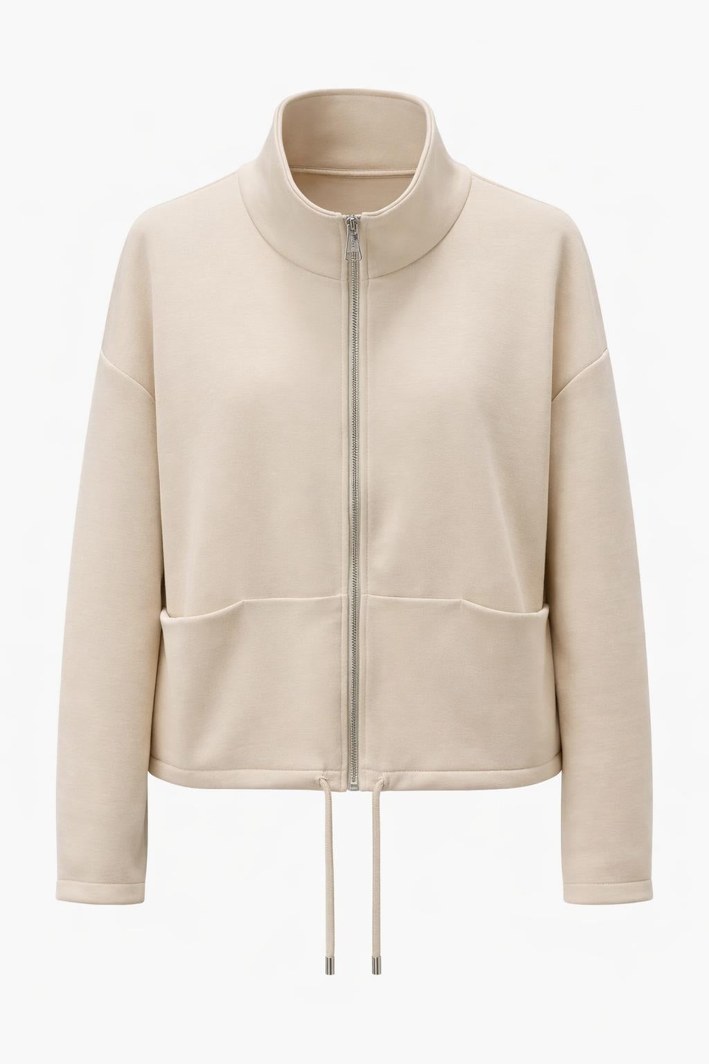 Sweatjacke mit Tunnelzug beige, Gr. 36-42