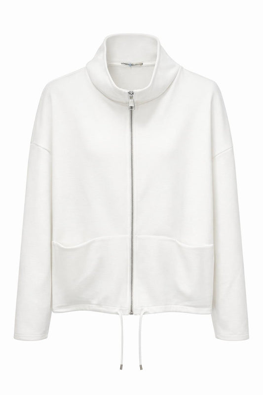 Sweatjacke mit Tunnelzug off-white, Gr. 36-42