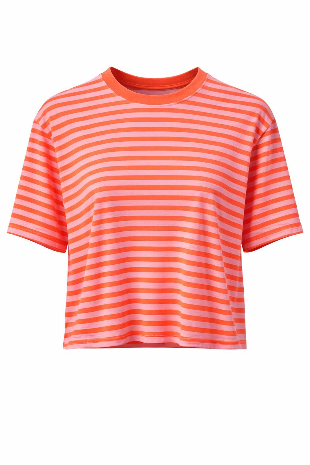 Streifenshirt neonorange, Gr. 36-42