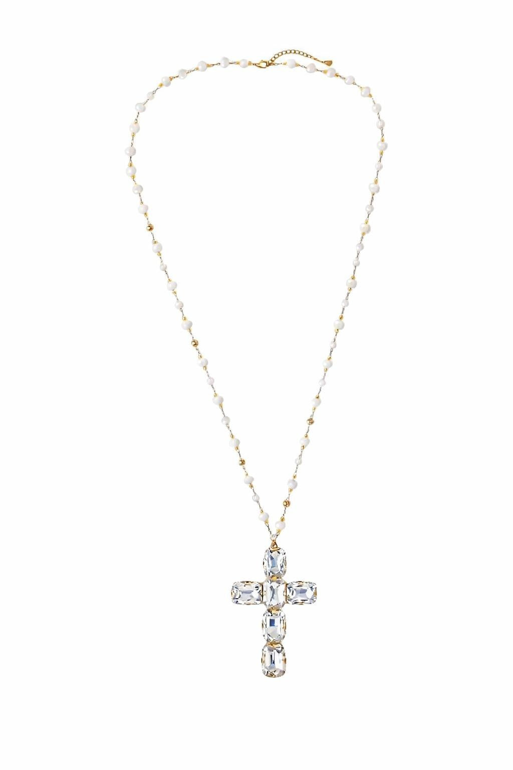 Kette Crystal Cross weiß