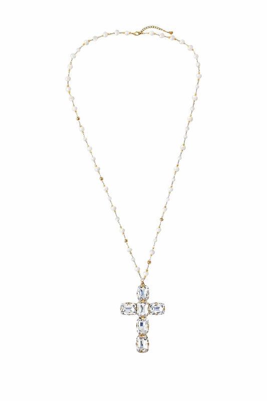 Kette Crystal Cross weiß