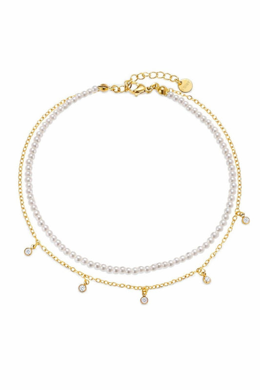 Fußkettchen Pearl Sparkle gold