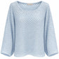 Schimmer-Häkelpullover hellblau, Gr. 36-42