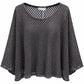 Schimmer-Häkelpullover schwarz, Gr. 36-42