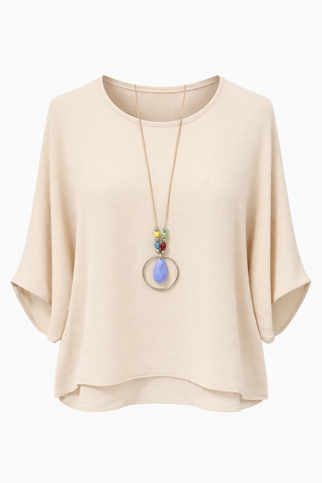 Sommerbluse beige (mit Kette), Gr. 36-44