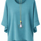 Sommerbluse petrol (mit Kette), Gr. 36-44