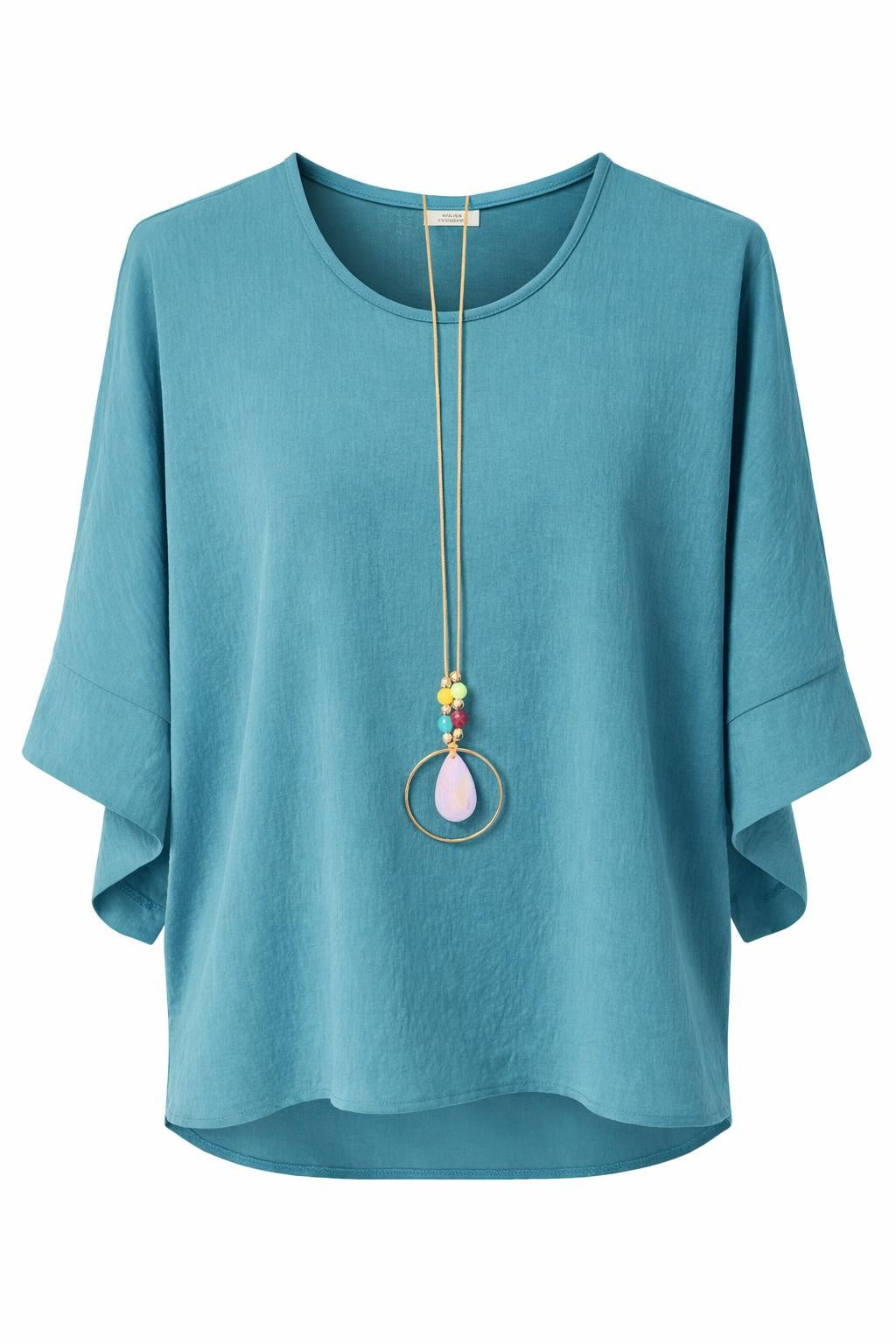 Sommerbluse petrol (mit Kette), Gr. 36-44