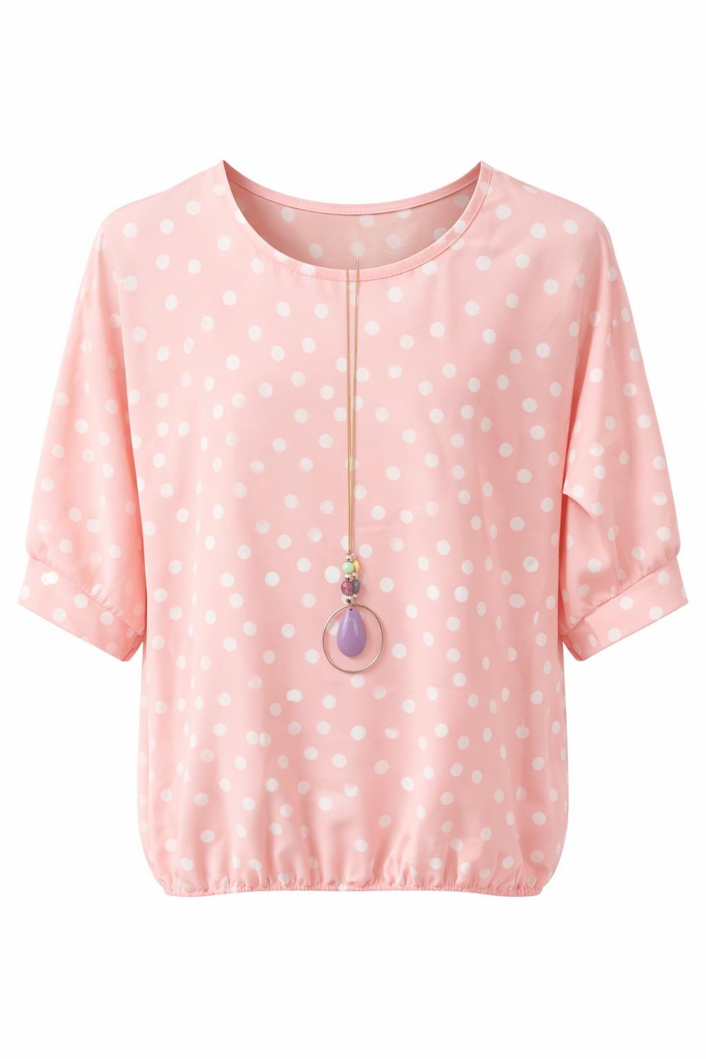 Blusenshirt mit Polka-Dots rosa, Gr. 36-42