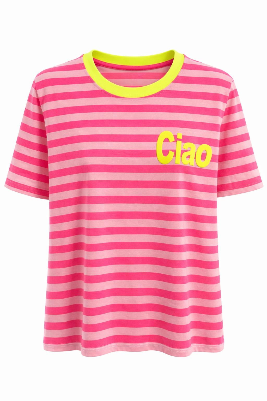 Streifen-Shirt "Ciao" neonpink/neongelb, Gr. 36-42