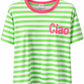 Streifen-Shirt "Ciao" neongrün/neonpink, Gr. 36-42