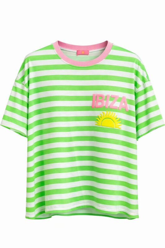 Streifen-Shirt "Ibiza" neongrün, Gr. 36-42