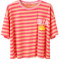 Streifen-Shirt "Ibiza" neonpink/buttergelb, Gr. 36-42