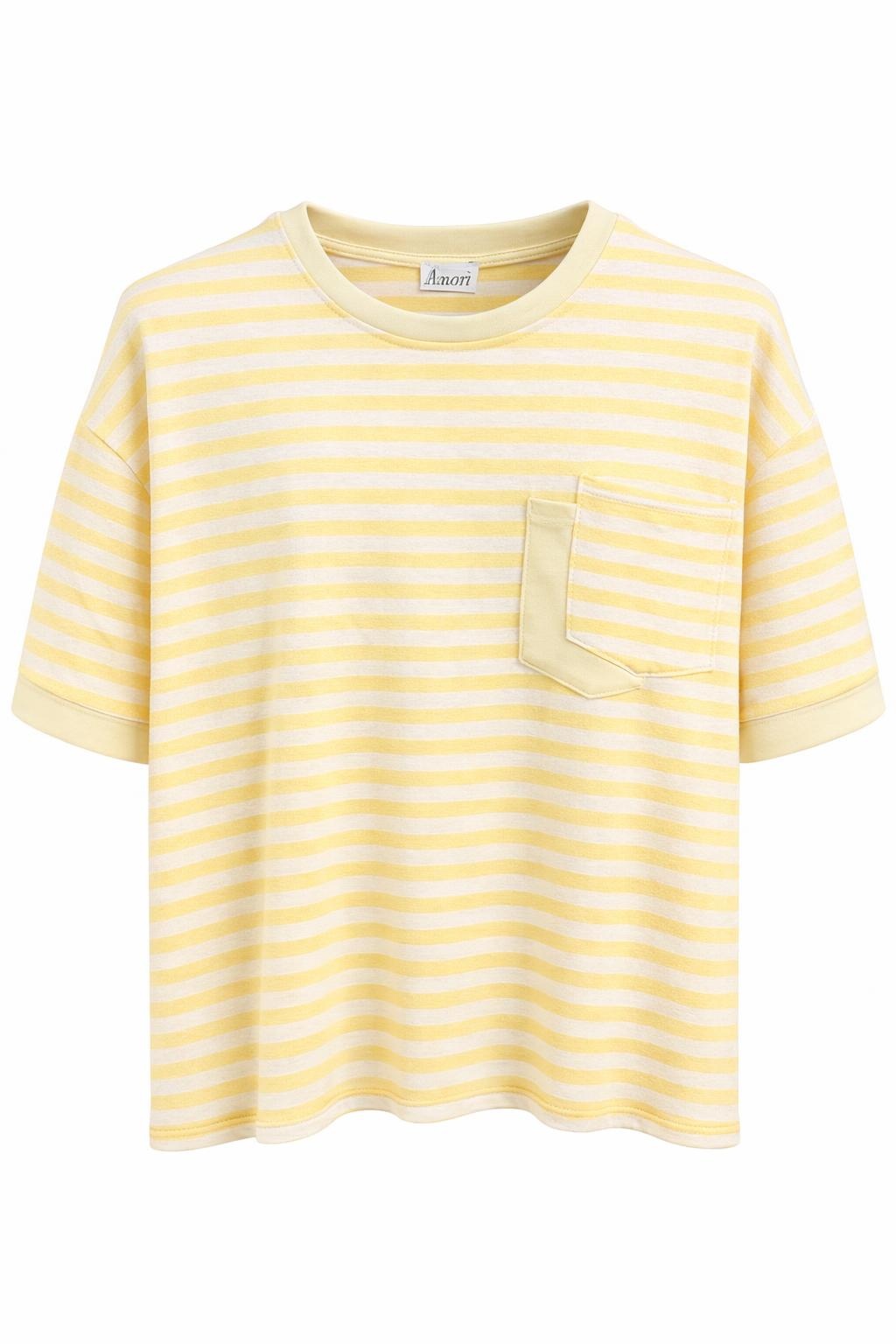 Streifen-Shirt mit Tasche gelb, Gr. 38-44