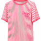 Happy Streifen Shirt neonpink, Gr. 34-42