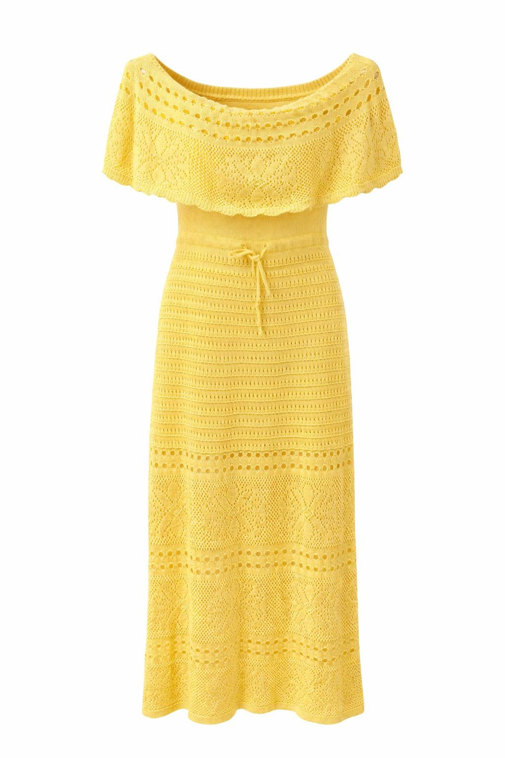 Häkelkleid sonnengelb, Gr. 34-38
