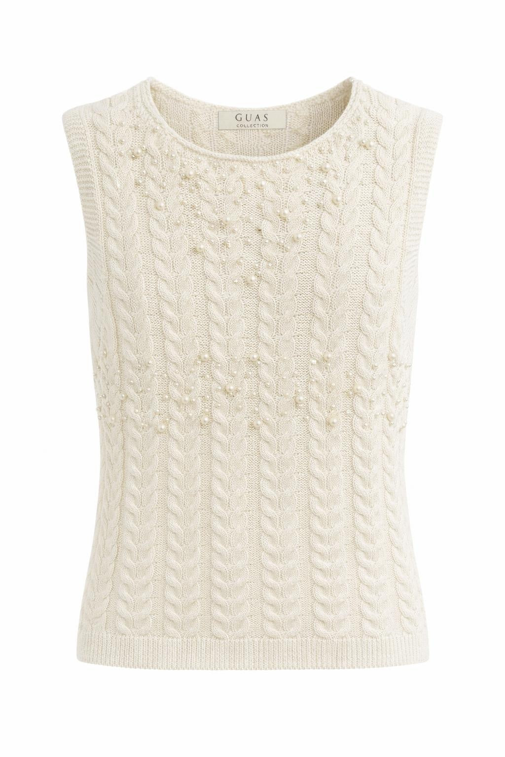 Stricktop Perlen creme, Gr. 34-38