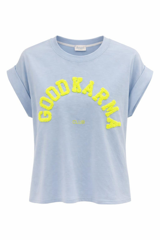 Shirt „Good Karma Club“ blau, Gr. 34-40