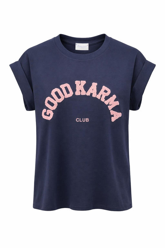 Shirt „Good Karma Club“ dunkelblau, Gr. 34-40