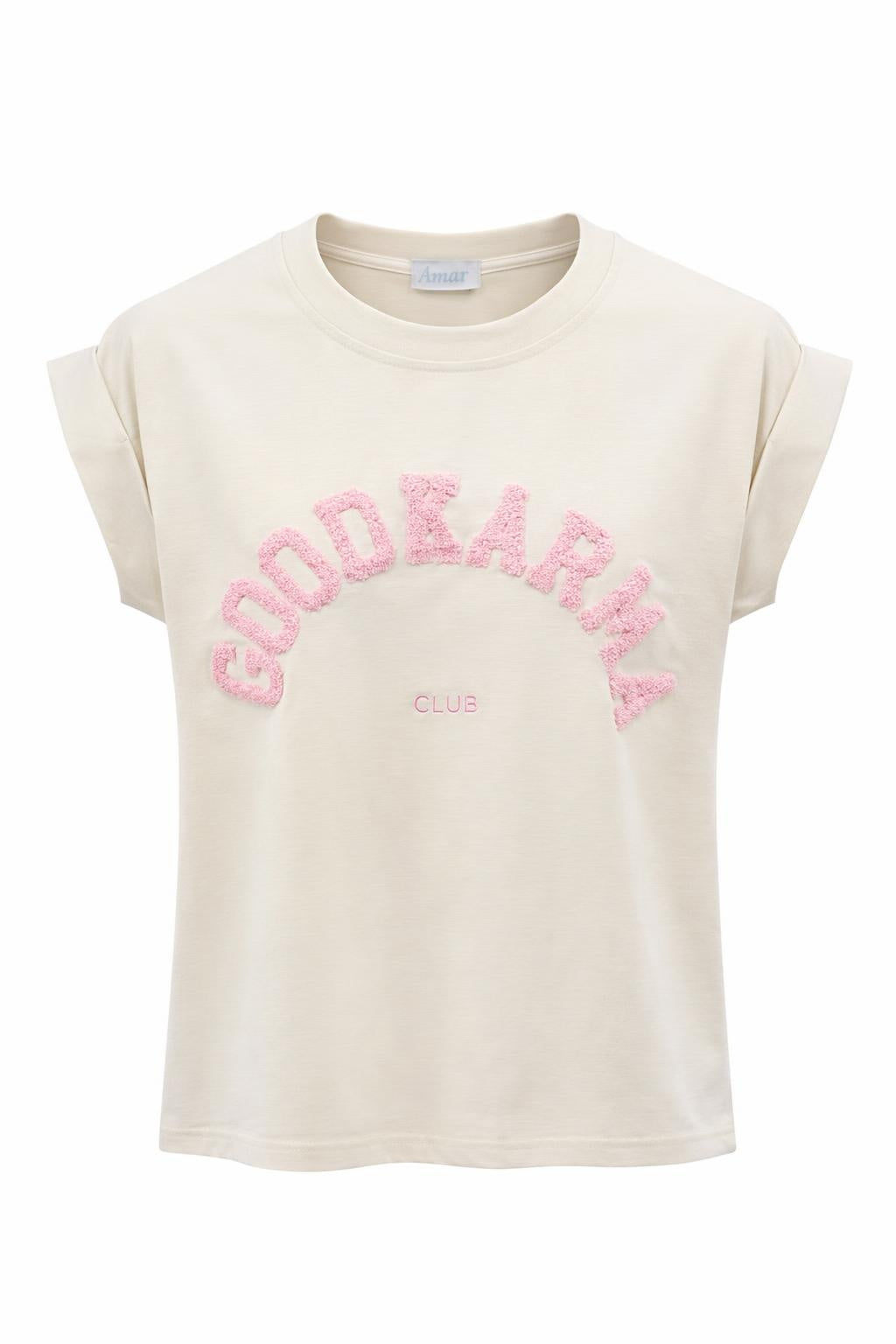 Shirt „Good Karma Club“ beige, Gr. 34-40
