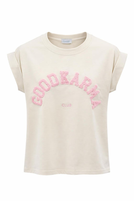 Shirt „Good Karma Club“ beige, Gr. 34-40