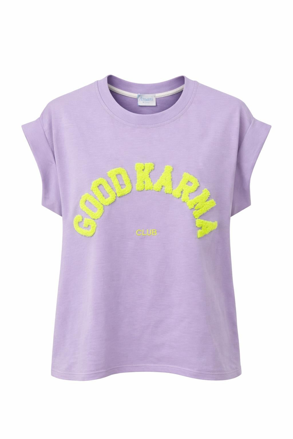 Shirt „Good Karma Club“ flieder, Gr. 34-40