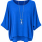 Sommerbluse royalblau (mit Kette), Gr. 36-44