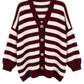 Oversize Strickcardigan bordeaux/weiß, Gr. 38-46