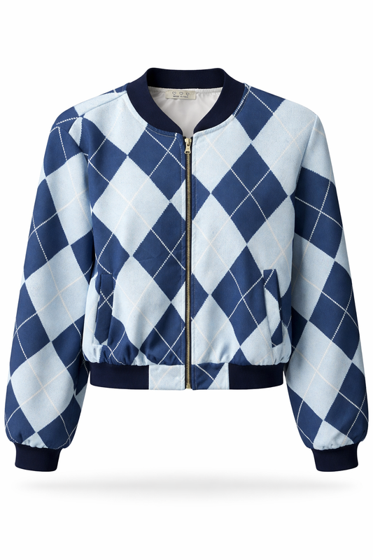 Blouson Rautenmuster blau, Gr. 36-42