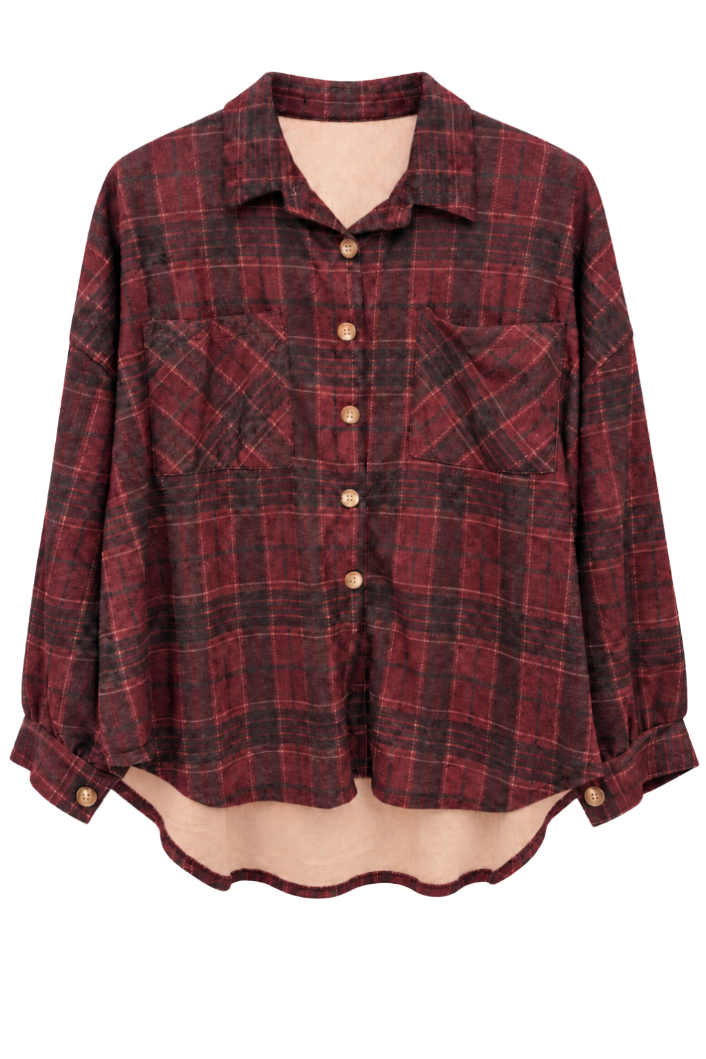 Karierte Bluse bordeaux, Gr. 36-44
