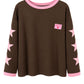 Oversize Pullover mit Sternen am Arm schokobraun, Gr. 40-46