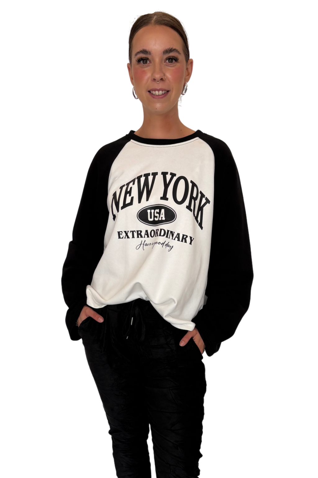 Shirt New York College schwarz, Gr. 34-42