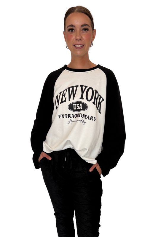 Shirt New York College schwarz, Gr. 34-42