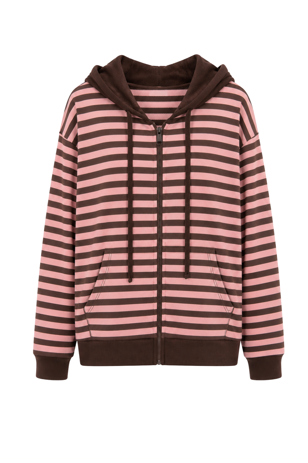 Streifenjacke Lola mit Kapuze rosa/braun, Gr. 36-44
