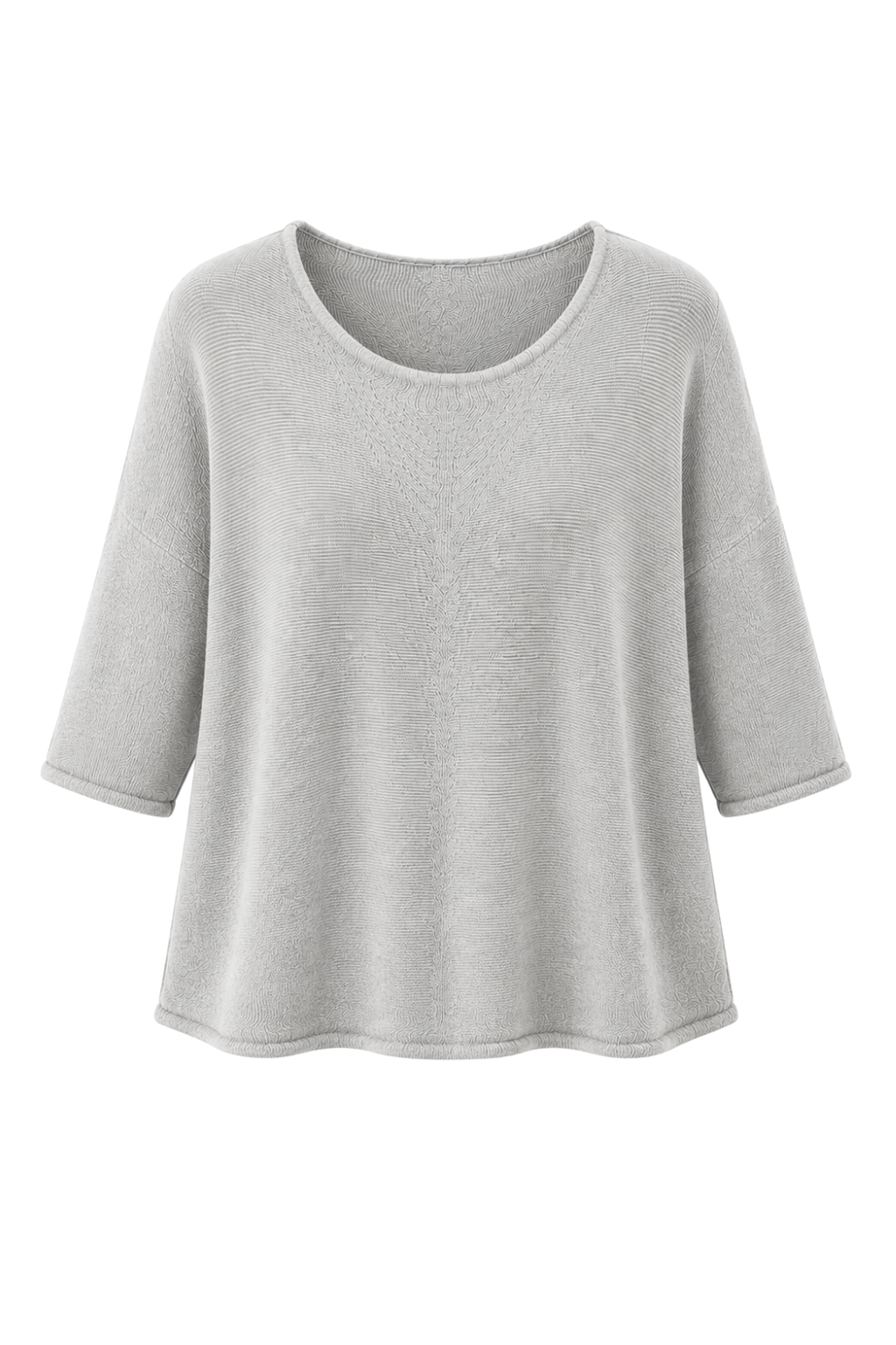 Basic Pullover "Lena" Rundhalsauschnitt  hellgrau, Gr. 36-42