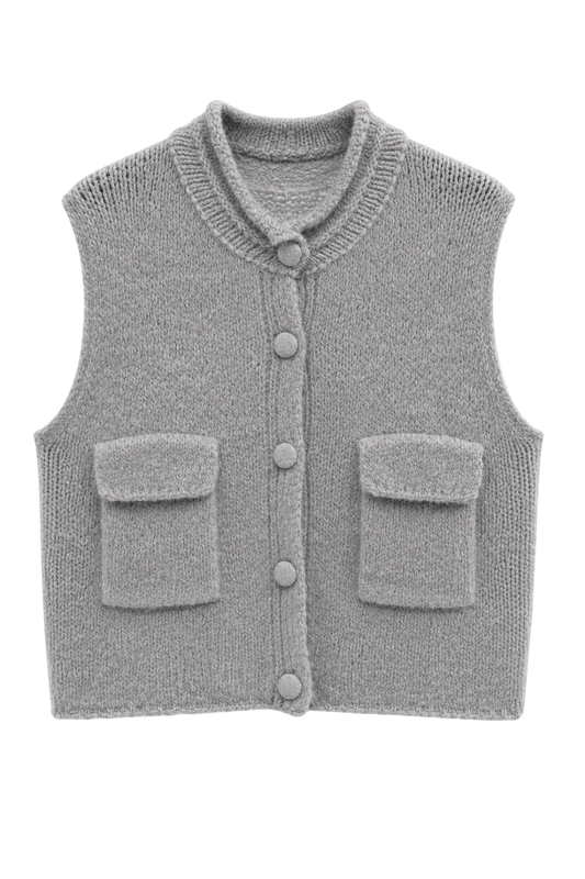 Strickweste grau, Gr. 38-46