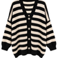 Oversize Strickcardigan schwarz/beige, Gr. 38-46