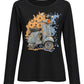 Langarmshirt „Dolce Vita“ mit Rollermotiv schwarz/blau, Gr. 34-38