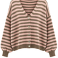 Streifen Cardigan „Amélie“ – rosa/taupe, Gr. 36-42