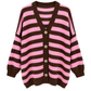 Oversize Strickcardigan braun/rosa, Gr. 38-46