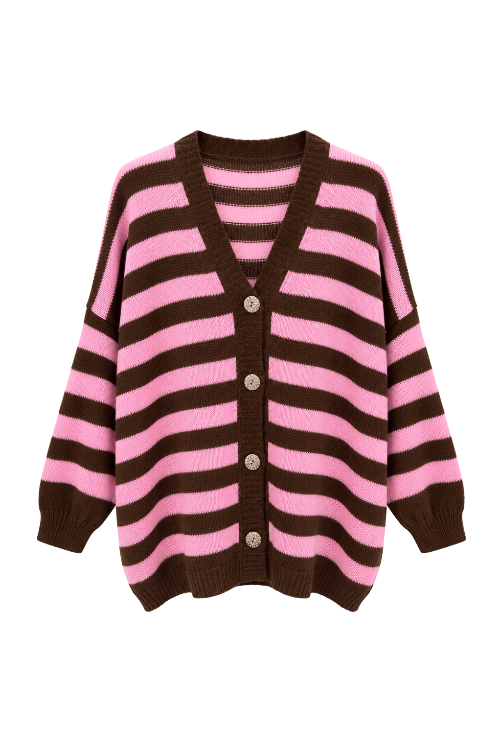 Oversize Strickcardigan braun/rosa, Gr. 38-46