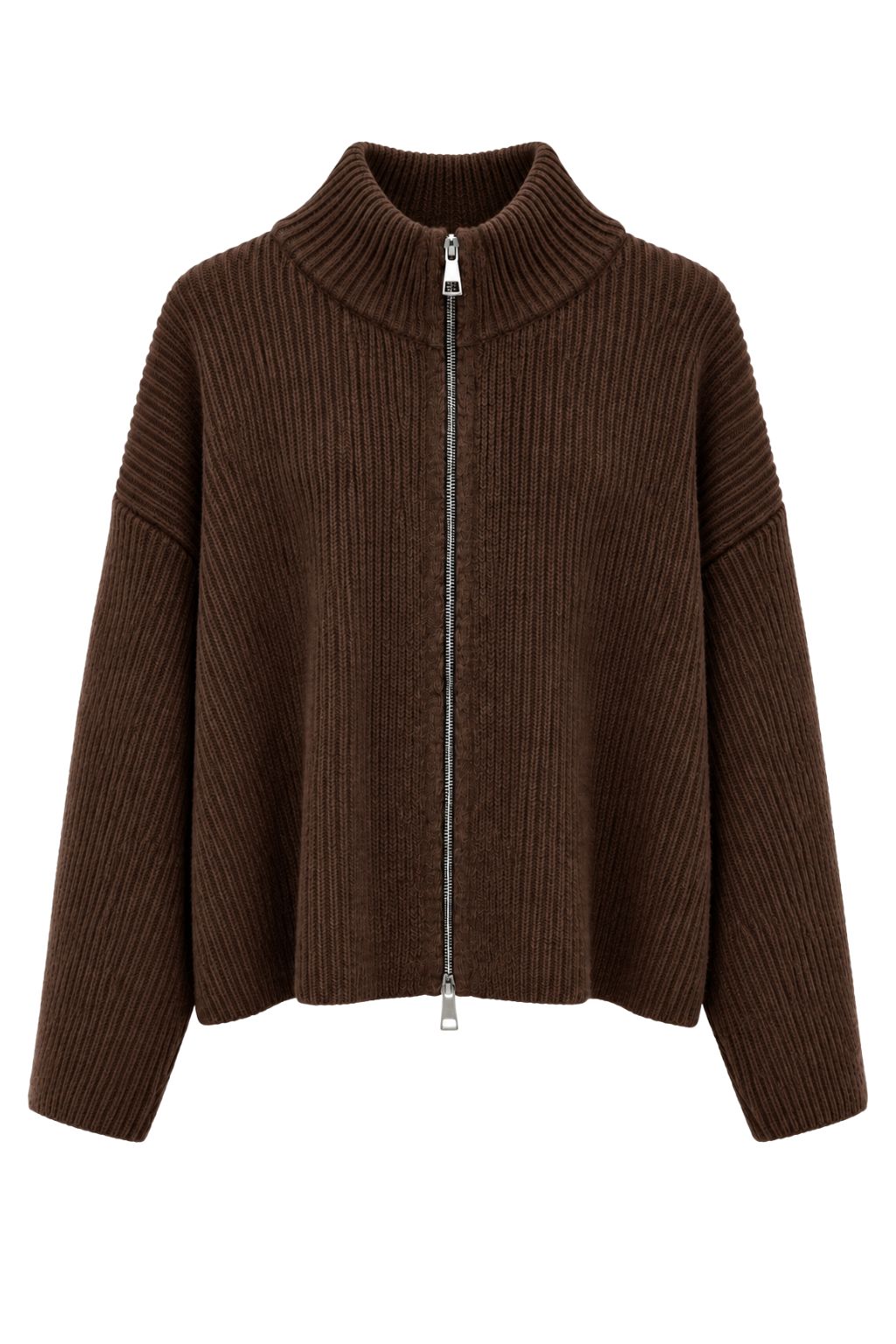 Strickjacke Stehkragen braun, Gr. 34-40