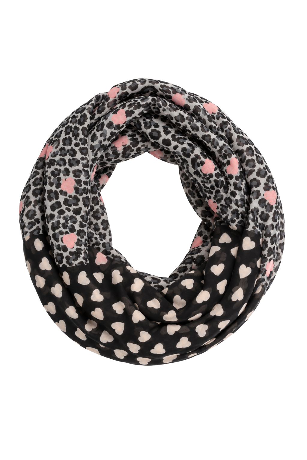 Loop-Tuch „Leo Hearts“ schwarz/grau