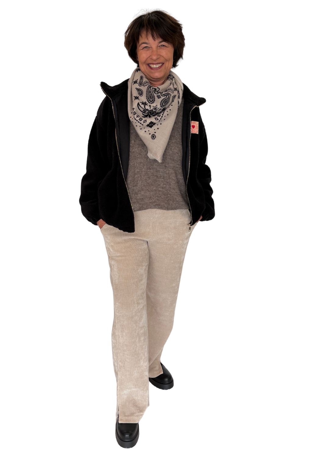 Teddy Fleece Jacke schwarz, Gr. 34-42