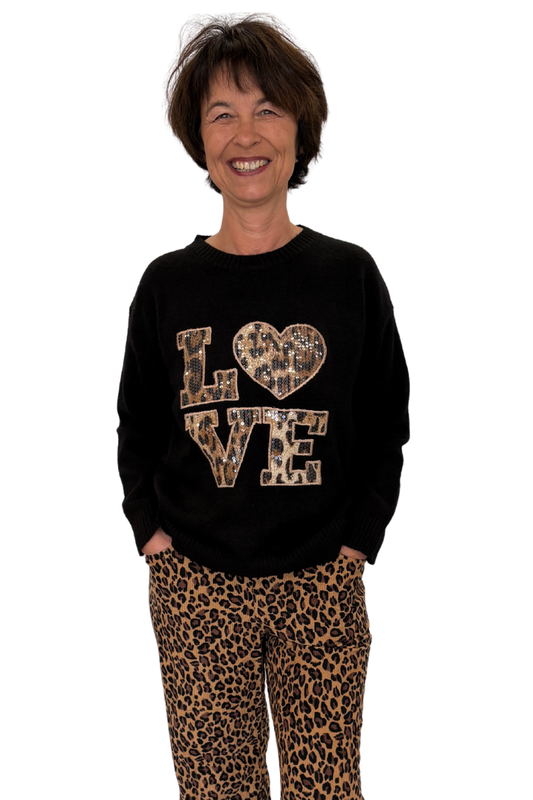 Strickpullover Leo-Love schwarz, Gr. 34-44