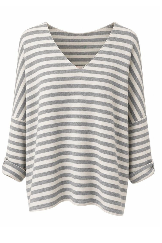 Shirt „Sunset Stripes“ grau/creme, Gr. 38-44
