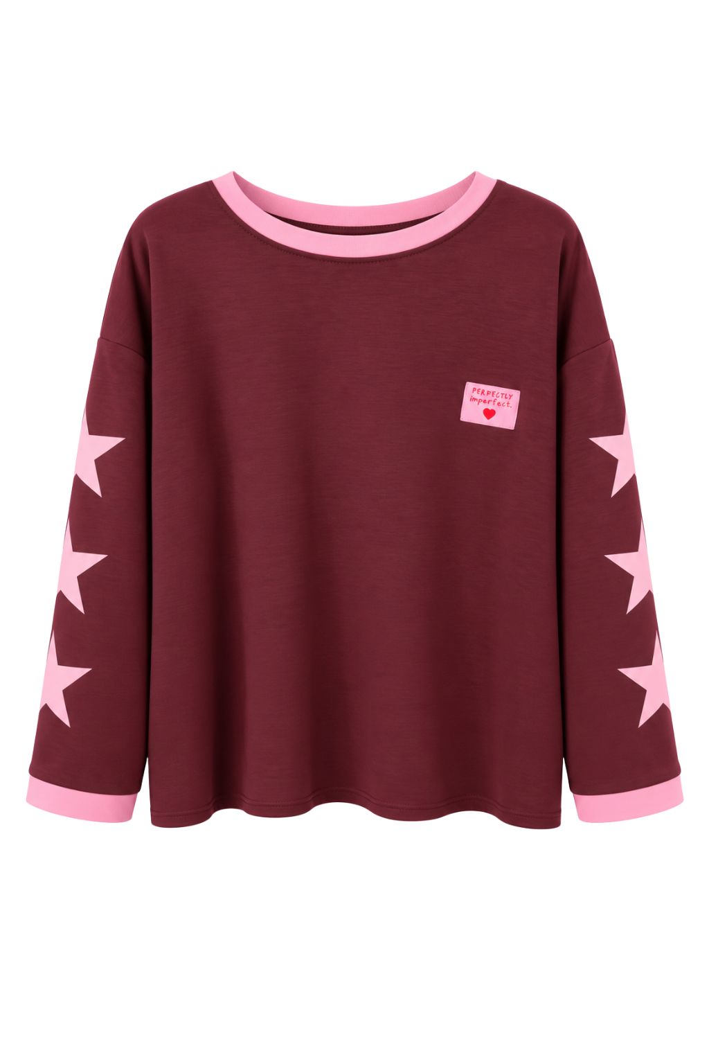 Pullover mit Sterne am Arm bordeaux, Gr. 40-46