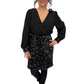 Schwarzes Paillettenkleid mit Wickeloptik, Gr. 36-48