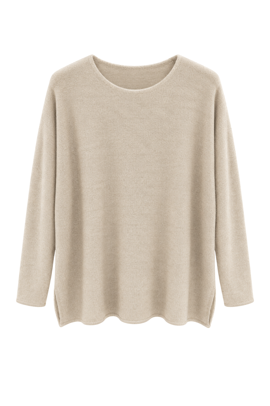 Soft Rundhals Pullover beige, Gr. 38-46